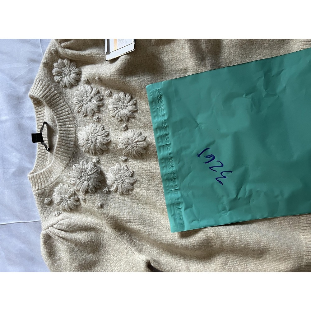 Laundry By Shelli Segal Sweater WomenS S Beige Marshmallow Floral Knit Crop NWT - Picture 11 of 11